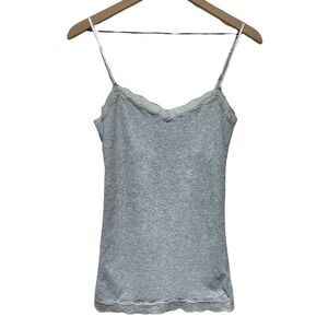 Aeropostale Y2K Cami Tank Top Women M Lace Trim Gray Built In Bra Bella Swan